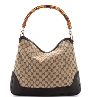 Gucci Diana Bamboo Shoulder Bag GG Canvas Medium