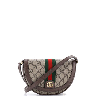 Gucci Ophidia Curved Flap Shoulder Bag GG Coated Canvas Mini