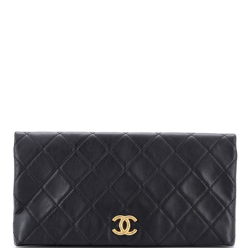 Chanel CC Foldover Clutch Quilted Lambskin Large