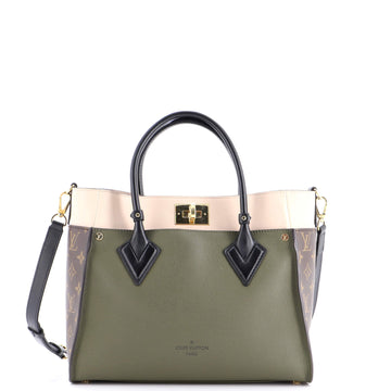 Louis Vuitton On My Side Tote Leather with Monogram Canvas MM