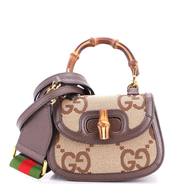 Gucci Bamboo 1947 Top Handle Bag Jumbo GG Canvas Mini