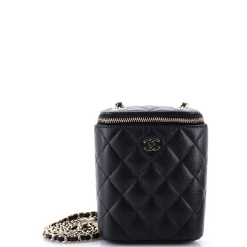 Chanel Vertical Classic Vanity Case with Chain Quilted Caviar Small