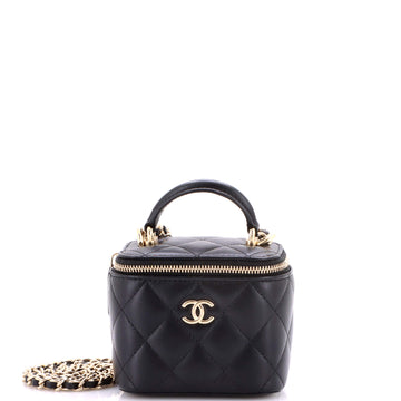 Chanel Classic Top Handle Vanity Case with Chain Quilted Lambskin Mini