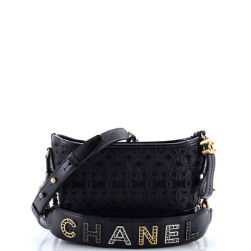 Chanel Gabrielle Hobo with Logo Handle Laser Cut Calfskin and Wool Felt Small