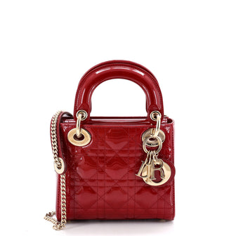 Christian Dior Lady Dior Chain Bag Cannage Quilt Patent Mini