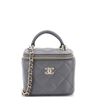 Chanel Classic Top Handle Vanity Case with Chain Quilted Lambskin Mini