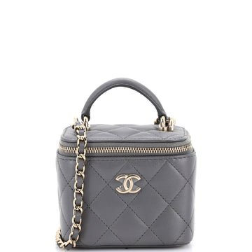 Chanel Classic Top Handle Vanity Case with Chain Quilted Lambskin Mini