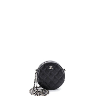 Chanel Round Clutch with Chain Quilted Caviar Mini