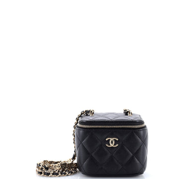 Chanel Tiny CC Link Vanity Case with Chain Quilted Caviar Mini