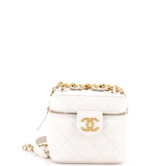 Chanel Chain Bar Vanity Case with Chain Quilted Calfskin Small