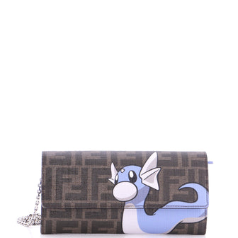 Fendi x FRGMT Pokemon Continental Chain Wallet Embellished Zucca Canvas