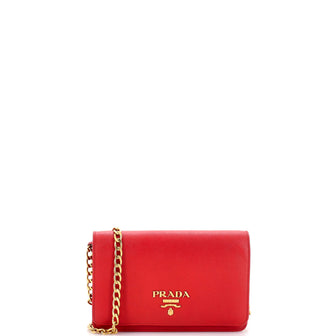 Prada Chain Wallet Crossbody Saffiano Leather