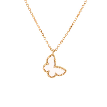 Van Cleef & Arpels Sweet Alhambra Butterfly Pendant Necklace 18K Yellow Gold and Mother of Pearl
