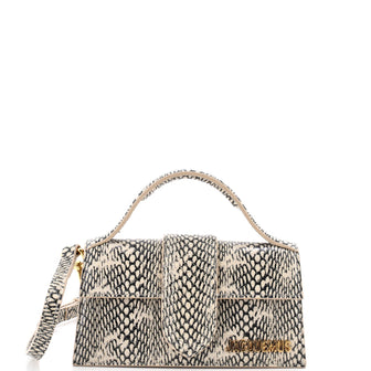 Jacquemus Le Bambino Top Handle Flap Bag Snakeskin Embossed Leather Mini