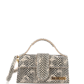Jacquemus Le Bambino Top Handle Flap Bag Snakeskin Embossed Leather Mini