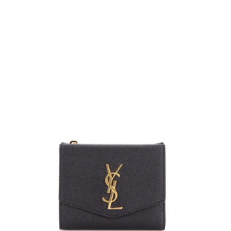 Saint Laurent Uptown Compact Flap Wallet Leather