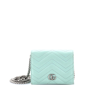 Gucci GG Marmont Card Case on Chain Matelasse Leather