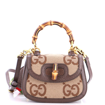 Gucci Bamboo 1947 Top Handle Bag Jumbo GG Canvas Mini