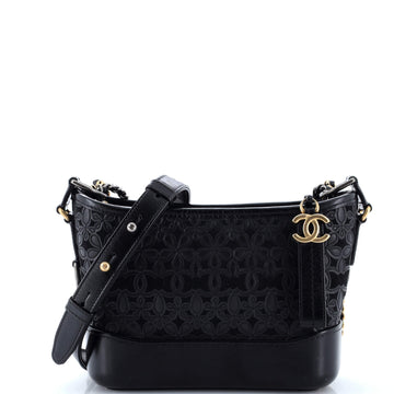 Chanel Gabrielle Hobo with Logo Handle Laser Cut Calfskin and Wool Felt Small