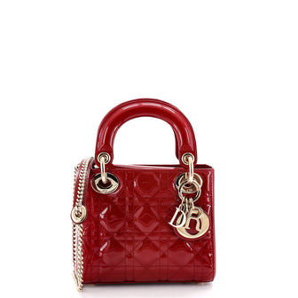 Christian Dior Lady Dior Chain Bag Cannage Quilt Patent Mini
