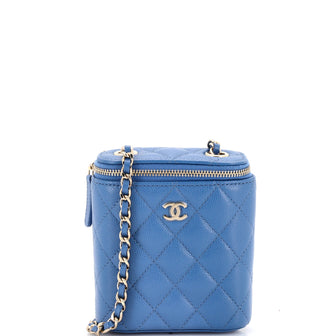 Chanel Vertical Classic Vanity Case with Chain Quilted Caviar Mini