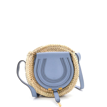 Chloe Marcie Basket Crossbody Bag Raffia and Leather Small