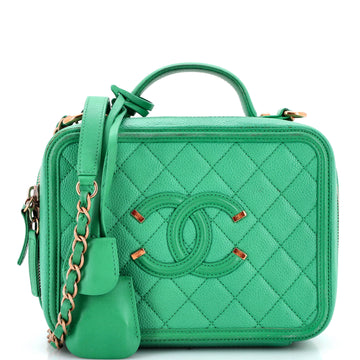Chanel Filigree Vanity Case Quilted Caviar Medium