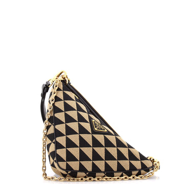 Prada Double Symbole Triangle Bag Leather and Jacquard Mini