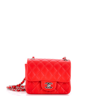 Chanel Square Classic Single Flap Bag Quilted Lambskin Mini