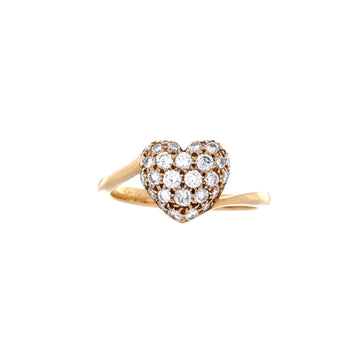 Cartier Diamond Pave Heart Ring 18K Yellow Gold with Diamonds