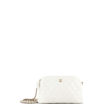 Chanel CC Dome Zip Clutch with Chain Quilted Caviar Small