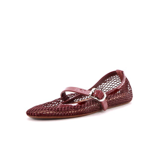 Alaia Women's Buckle Ballerina Flats Patent with Mesh