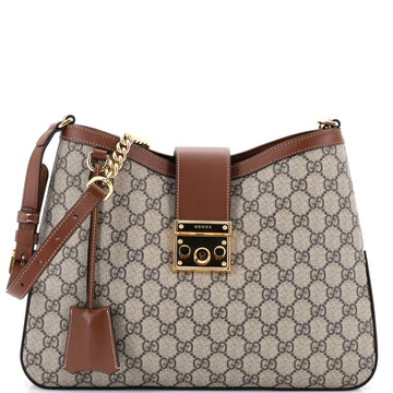 Gucci Padlock Chain Shoulder Bag GG Coated Canvas with Leather Medium