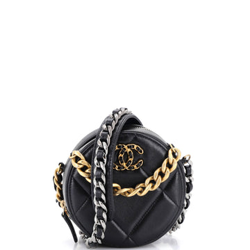 Chanel 19 Round Clutch with Chain Quilted Leather