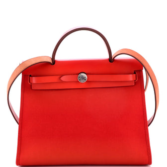 Hermes Herbag Zip Leather and Toile 31