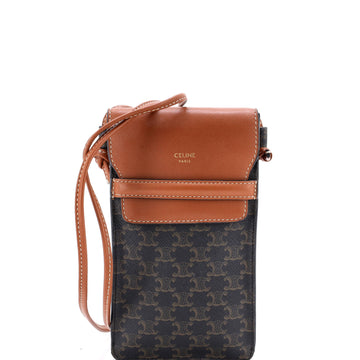 Celine Phone Pouch Crossbody Triomphe Coated Canvas and Leather