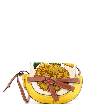 Loewe Gate Shoulder Bag Leather with Floral Applique Small