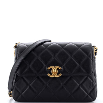 Chanel CC Turnlock Chain Flap Bag Quilted Caviar Large