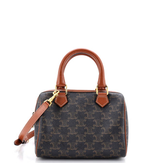 Celine Boston Bag Triomphe Coated Canvas Small