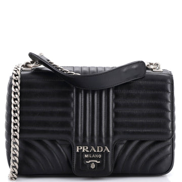 Prada Chain Flap Shoulder Bag Diagramme Quilted Leather Large