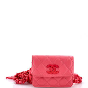 Chanel My Everything Flap Card Holder Belt Bag Quilted Caviar