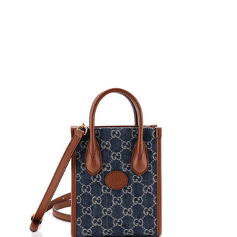 Gucci Interlocking G Patch Tote GG Denim Mini