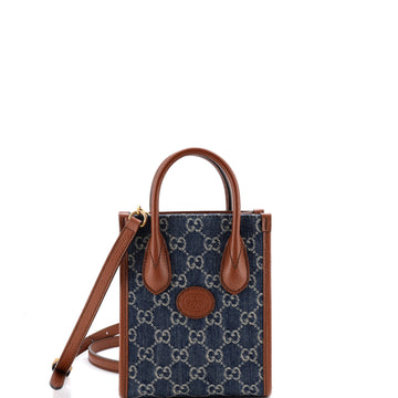 Gucci Interlocking G Patch Tote GG Denim Mini