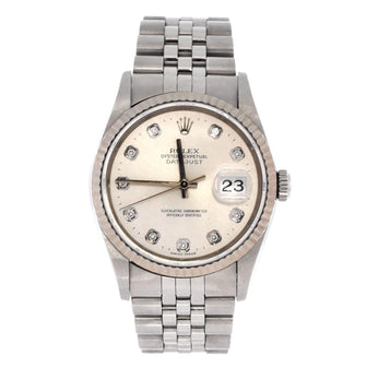 Rolex Oyster Perpetual Datejust Automatic Watch Stainless Steel and White Gold with Diamond Markers 36