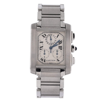 Cartier Tank Francaise Chronoflex Chronograph Quartz Watch Stainless Steel 28