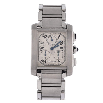 Cartier Tank Francaise Chronoflex Chronograph Quartz Watch Stainless Steel 28