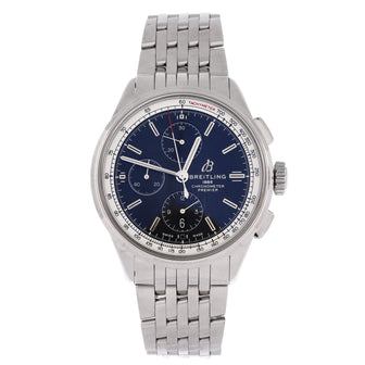 Breitling Premier Chronograph Watch Stainless Steel and Leather 42