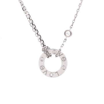 Cartier 2 Diamonds Love Pendant Necklace 18K White Gold with Diamonds