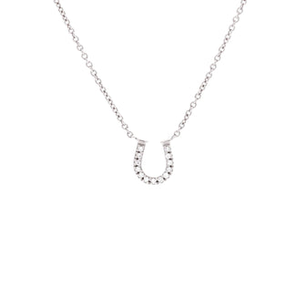 Tiffany & Co. Metro Horseshoe Pendant Necklace 18K White Gold and Diamonds Mini