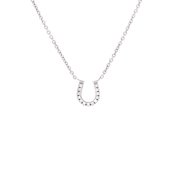 Tiffany & Co. Metro Horseshoe Pendant Necklace 18K White Gold and Diamonds Mini
